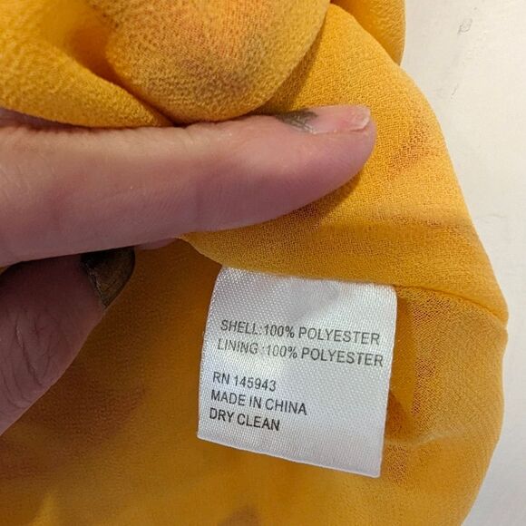 Color Me Courtney Eleanor Wrap yellow maxi belted Dress Floral Long Sleeves M - Picture 10 of 11